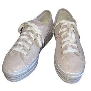 Keds X Kate Spade Women's Triple Kick Blush/Gold Sneakers Size 9.5